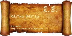 Róka Béla névjegykártya